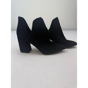 Chelsea & Violet Black Suede Ankle Boots Block Heel Size 9.5 Minimalist Capsule